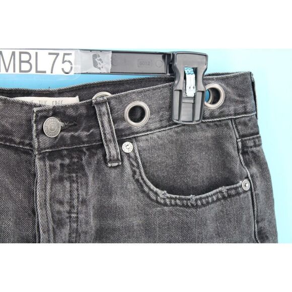 WE THE FREE BLACK DENIM RAW HEM BUTTONFLY CUFFED SIDES JEANS SIZE 26 - Picture 4 of 9